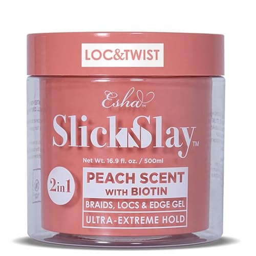 Esha Slick N Slay Braiding Gel 3in1 Ultra Extreme Hold Hydrating Conditioning Shining Fast Dry Locking Gel for Locs Twists Braids and Edges PEACH 17 oz - Image 2
