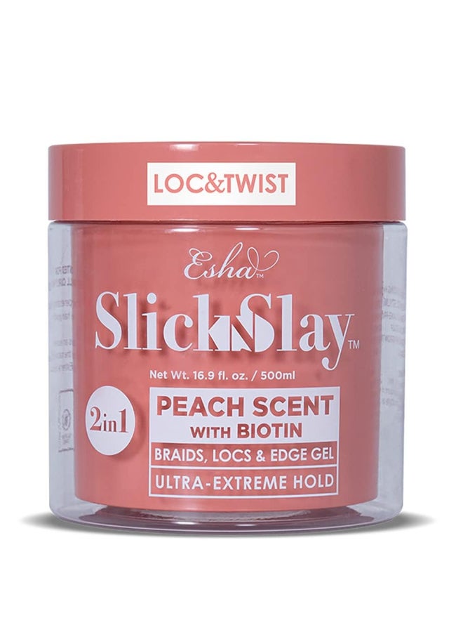Esha Slick N Slay Braiding Gel 3in1 Ultra Extreme Hold Hydrating Conditioning Shining Fast Dry Locking Gel for Locs Twists Braids and Edges PEACH 17 oz - Image 3