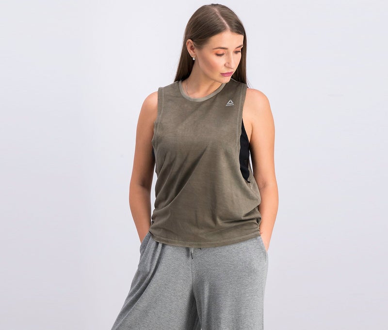 Reebok Women Combat Spray Dye Tank, Olive - Image 1