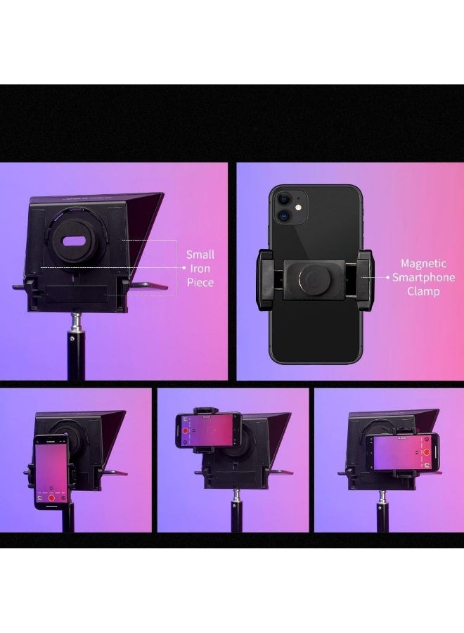 FEELWORLD TP2A Portable 8" Teleprompter for Smartphone, Tablet & DSLR/MILC Camera – 70/30 Beamsplitter Glass, 8 Lens Adapter Rings (49-77mm), Bluetooth Remote & App Control, Dual Cold Shoe Mounts, For Vlogging, Live Broadcast & Video Presentations - Image 3