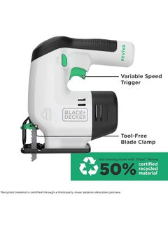 BLACK+DECKER 12V Cordless Jigsaw Made From 50 Percent Recycled Material Fast And Accurate In Cutting Through Wood Plastics And Metal Revj12C Gb 2 Years  - Image 2