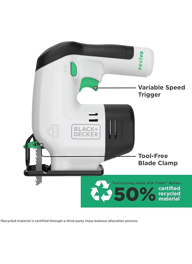 BLACK+DECKER - 12V Cordless Jigsaw Made From 50 Percent Recycled Material Fast And Accurate In Cutting Through Wood Plastics And Metal Revj12C Gb 2 Years - Image 1