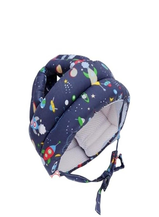 MELVIS Baby Safety Helmet for Crawling & Walking | Soft Cushion Head Protector Helmet for Toddlers 6 Months-2 Years | Adjustable Infant Head Guard - Multi Printed Dark Blue - Image 2