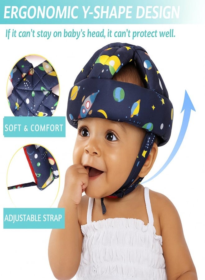 MELVIS Baby Safety Helmet for Crawling & Walking | Soft Cushion Head Protector Helmet for Toddlers 6 Months-2 Years | Adjustable Infant Head Guard - Multi Printed Dark Blue - Image 4