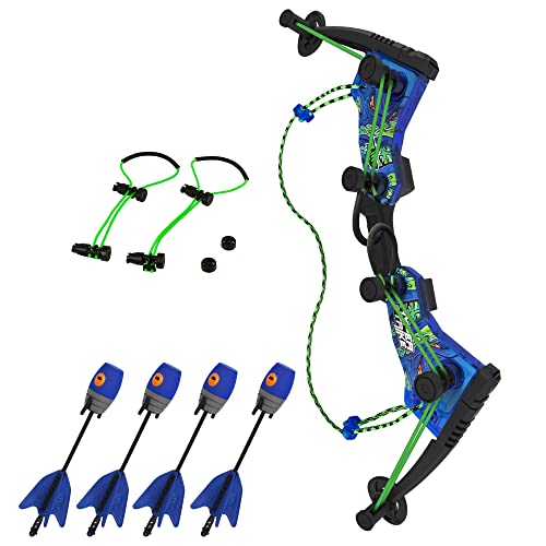 Zing HyperStrike Dominator Bow Pack - 1 Blue Dominator Bow, 4 Blue Zonic Whistle Arrows, 1 Set of Bungee Replacement and 1 Shoulder Strap - Great for Long Range Outdoor Play, for Ages 14 and Up - Image 1