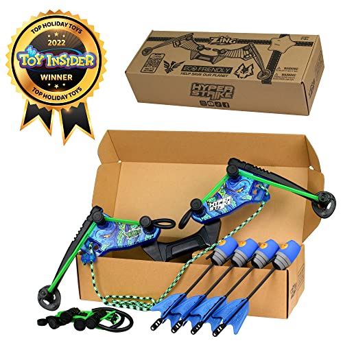 Zing HyperStrike Dominator Bow Pack - 1 Blue Dominator Bow, 4 Blue Zonic Whistle Arrows, 1 Set of Bungee Replacement and 1 Shoulder Strap - Great for Long Range Outdoor Play, for Ages 14 and Up - Image 2