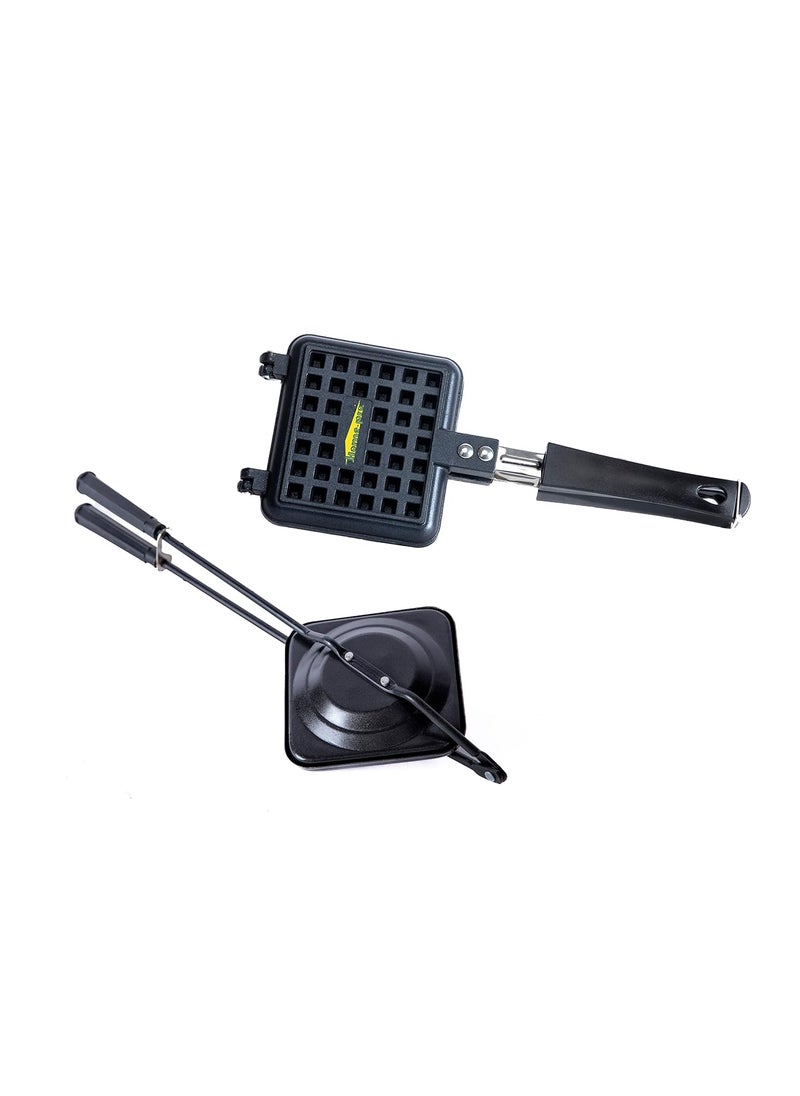 Home Pro HomePro Non Stick Waffle Maker Gas Toaster Heavy Quality Bakelite Handle Combo Pack  - Image 1