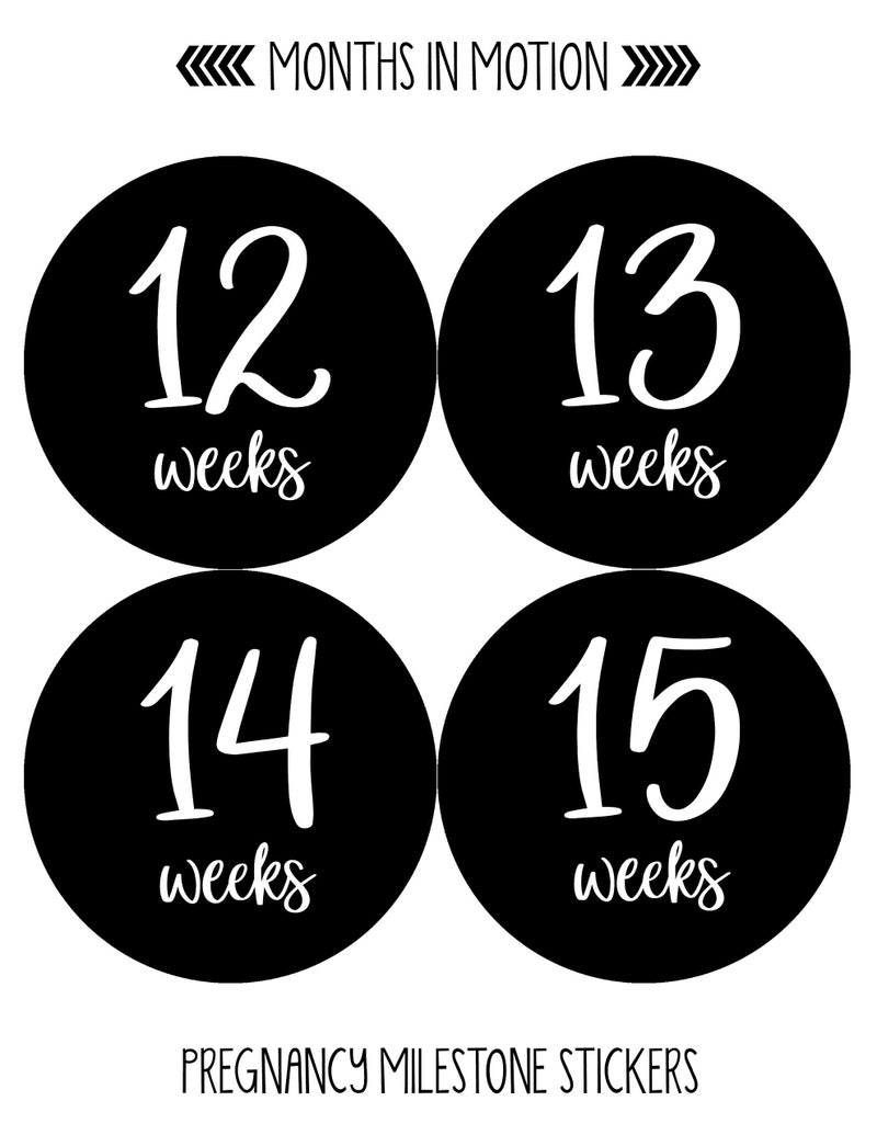 Months In Motion Pregnancy Weekly Belly Growth Stickers - Week to Week Pregnant Expecting Photo Prop - Maternity Keepsake - Baby Bump - Large Set of 36 Weekly Photo Sticker - Image 2