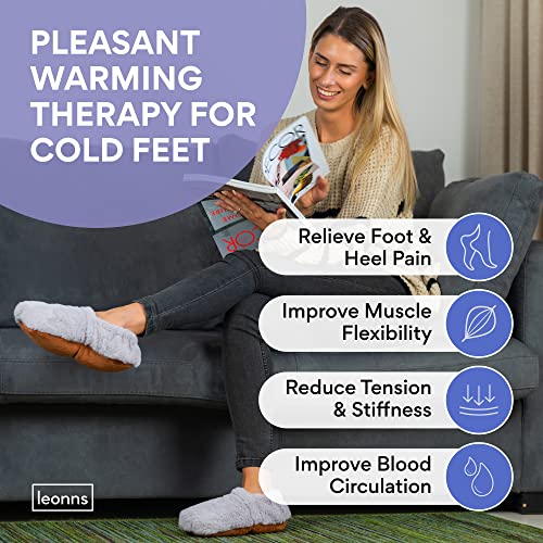 LEONNS Microwavable Slippers for Women and Men - Relaxing Warming Slippers - Natural Feet Warmers - One Size Fits Most (Light Grey) - Image 2
