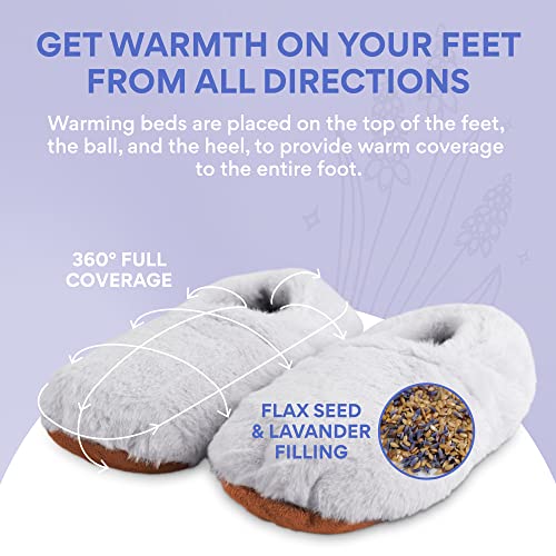 LEONNS Microwavable Slippers for Women and Men - Relaxing Warming Slippers - Natural Feet Warmers - One Size Fits Most (Light Grey) - Image 3