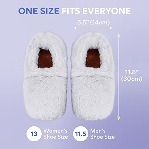 LEONNS Microwavable Slippers for Women and Men - Relaxing Warming Slippers - Natural Feet Warmers - One Size Fits Most (Light Grey) - Image 4