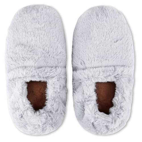 LEONNS Microwavable Slippers for Women and Men - Relaxing Warming Slippers - Natural Feet Warmers - One Size Fits Most (Light Grey) - Image 1
