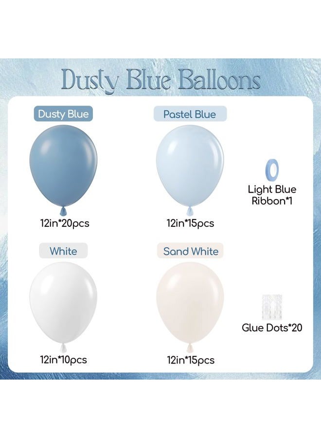Leraqertra 60pcs Dusty Blue Balloons 12inch with Sand White Pastel Blue and White Balloons for Wedding Gender Reveal Baby Bridal Shower Birthday Party Decorations - Image 2