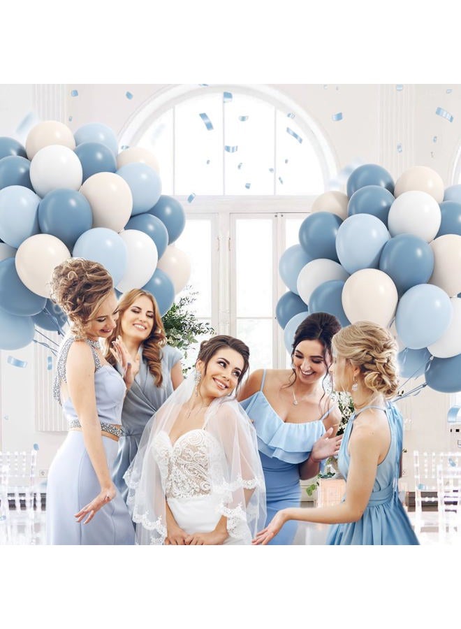 Leraqertra 60pcs Dusty Blue Balloons 12inch with Sand White Pastel Blue and White Balloons for Wedding Gender Reveal Baby Bridal Shower Birthday Party Decorations - Image 5