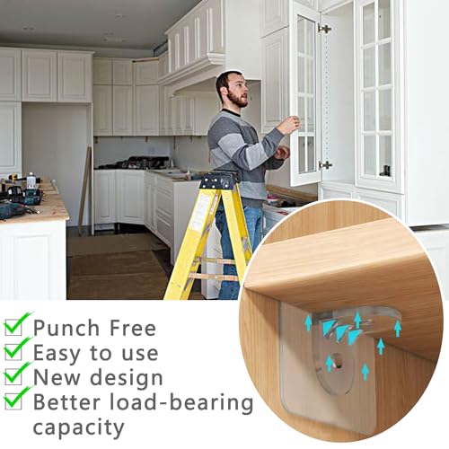 LonlyEagle 20 Pieces Plastic Shelf Support Peg,Self Adhesive Bracket,Partition Pin for Furniture Kitchen Cabinet Book Shelves Closet Brackets Clapboard Layer - Image 5