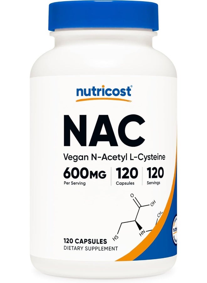 Nutricost N-Acetyl L-Cysteine 600Mg, 120 Veggie Capsules - Non-Gmo, Gluten Free, Vegetable Caps - Image 1