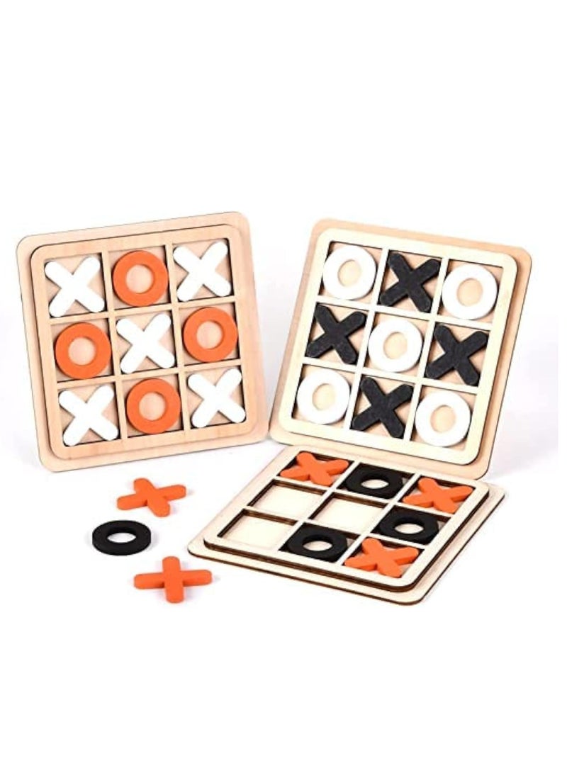 إي سي في في لعبة طاولة تيك تاك تو الخشبية من ECVV، لعبة طاولة XO، لعبة ألغاز أطفال كلاسيكية للعائلة، ألعاب تعليمية، (3 قطع متنوعة) - Image 1