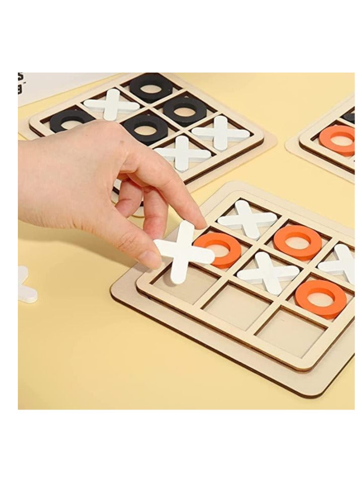 إي سي في في لعبة طاولة تيك تاك تو الخشبية من ECVV، لعبة طاولة XO، لعبة ألغاز أطفال كلاسيكية للعائلة، ألعاب تعليمية، (3 قطع متنوعة) - Image 2