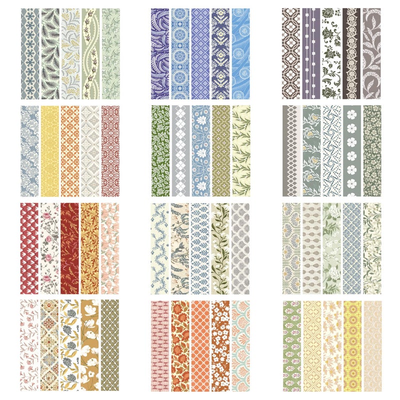 YUBX Basic Patterns Washi Tape Set 60 Rolls Geometric Elegance Decorative Skinny Masking Tapes for Arts, DIY Crafts, Journals, Planners, Scrapbook, Wrapping (Bygone Days) - Image 3