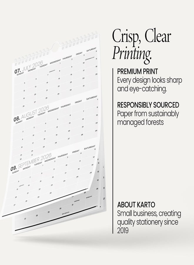 Karto 3 Month Wall Calendar 2026 - Vertical 11x17 inch January 2026 to June 2027 - Boost Your Productivity and Easy Planning with the Aesthetic Monthly Calendar - Minimalist - Image 3