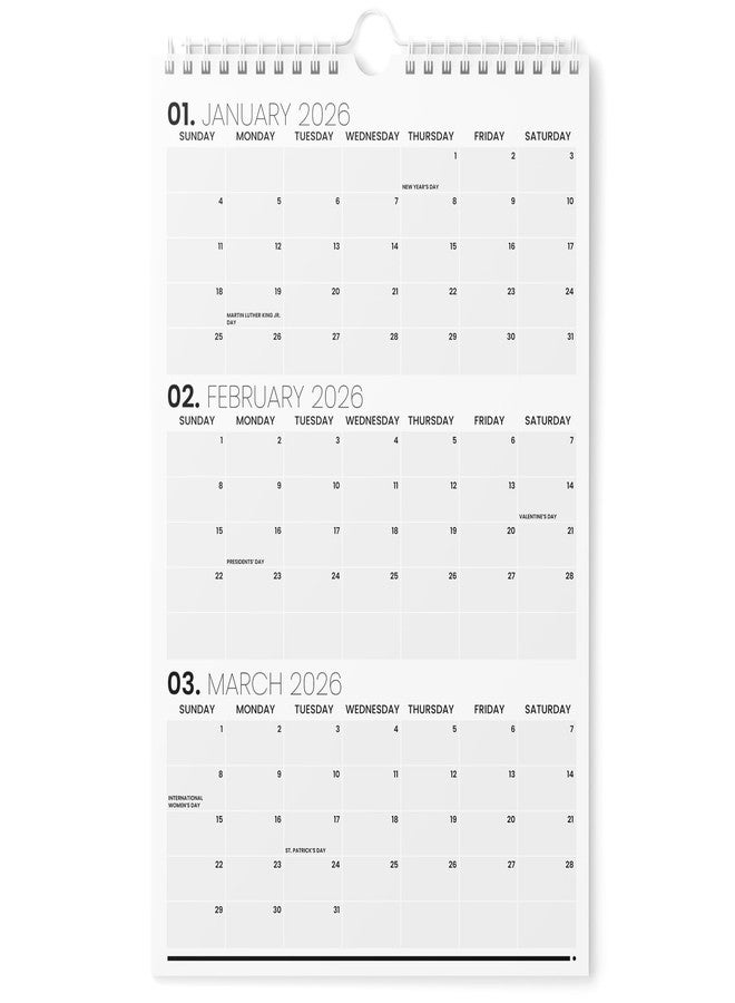 Karto 3 Month Wall Calendar 2026 - Vertical 11x17 inch January 2026 to June 2027 - Boost Your Productivity and Easy Planning with the Aesthetic Monthly Calendar - Minimalist - Image 1