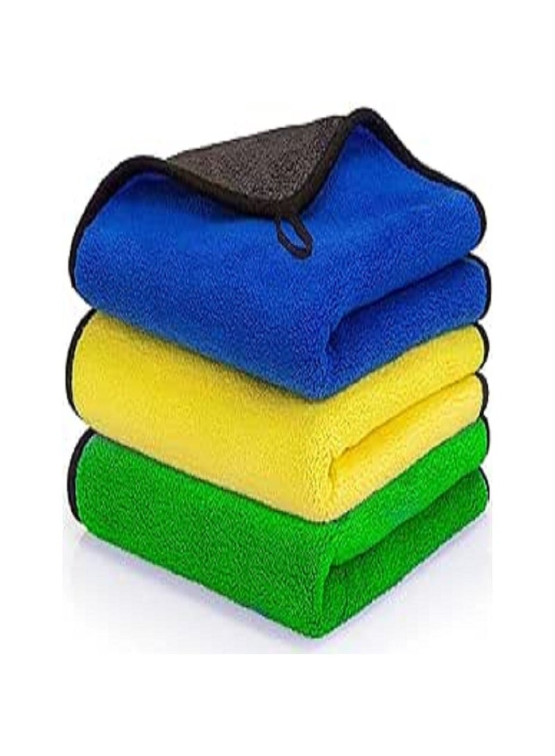 Microfiber towel, 3 pieces, multi-colored, for cleaning surfaces, with high water absorption capacity, 3 * 1