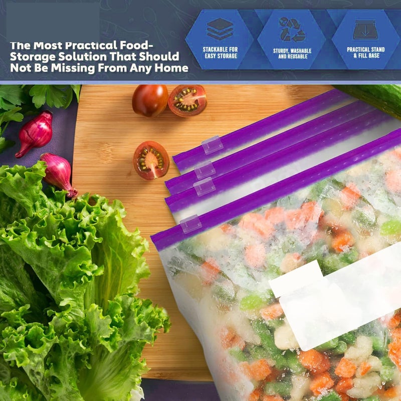 VONITY 15 Pcs Reusable Food Storage Zipper BagFridge Storage Bags Heavy Ziplock Pouch Vegetable BagVegetable Storage Bags For RefrigeratorPlastic BagFridge Vegetable Bagszip lock pouchUR984 - Image 2