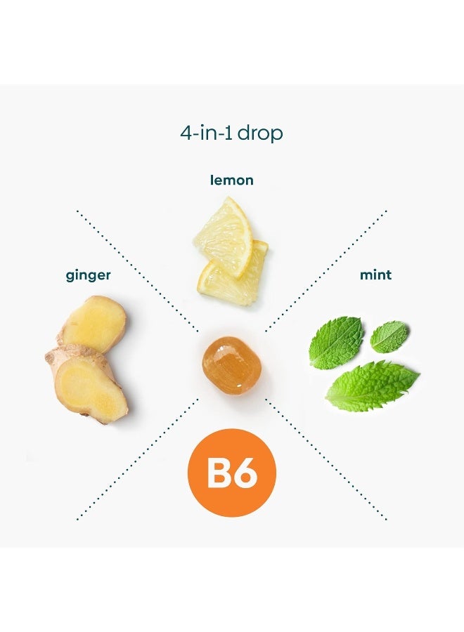 UpSpring قطرات أوبسبرين لتخفيف الغثيان في الصباح مع الزنجبيل والليمون والنعناع وB6، 28 قطعة - Image 3