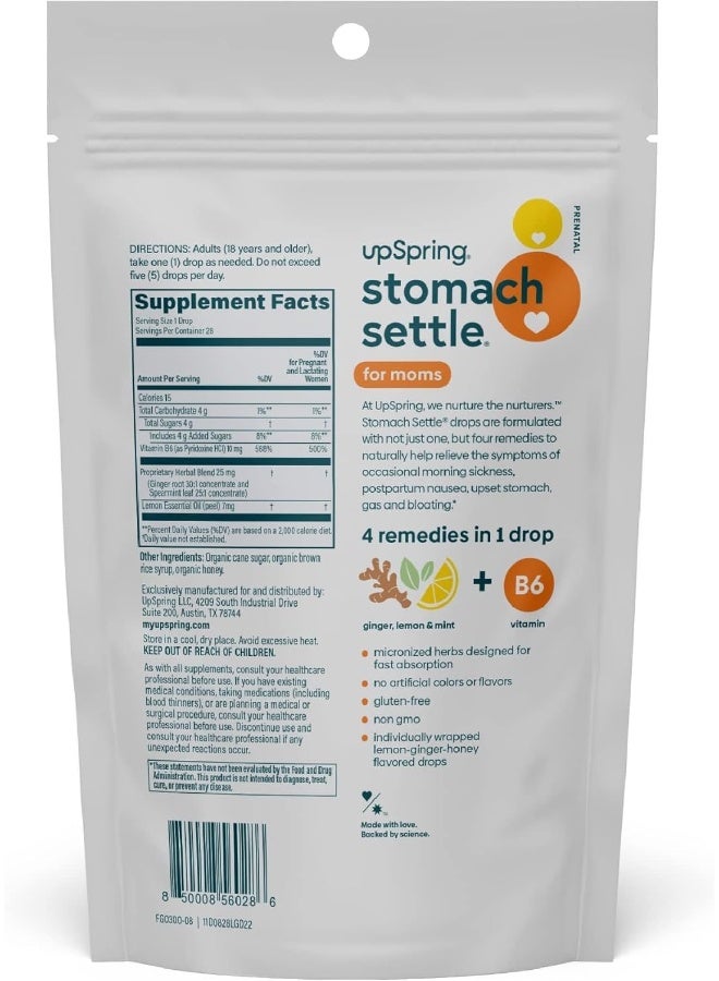 UpSpring قطرات أوبسبرين لتخفيف الغثيان في الصباح مع الزنجبيل والليمون والنعناع وB6، 28 قطعة - Image 4