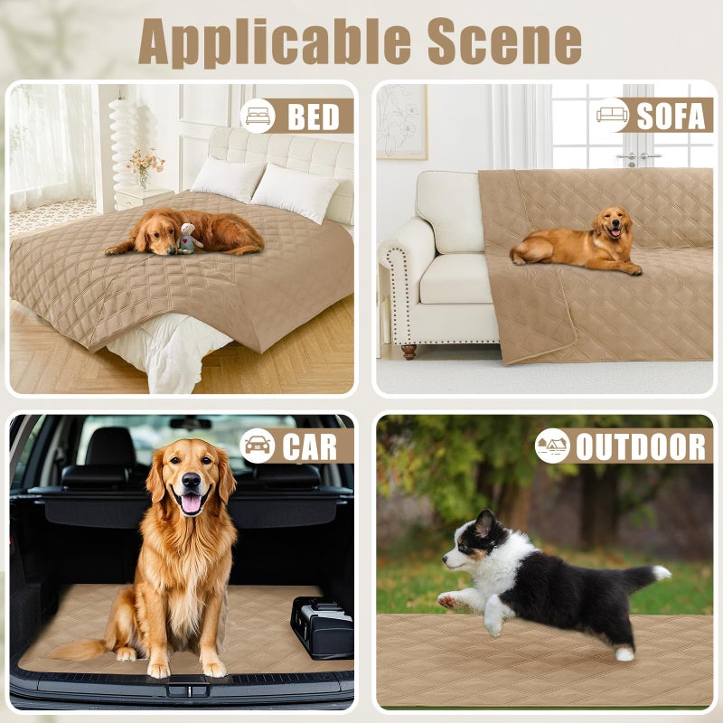 Smiry Waterproof Dog Bed Cover Blanket 30x70, Soft Reversible Pet Blanket, Washable Leakproof Cats Dogs Couch Cover for Sofa, Couch, Furniture, Camel/Camel - Image 5