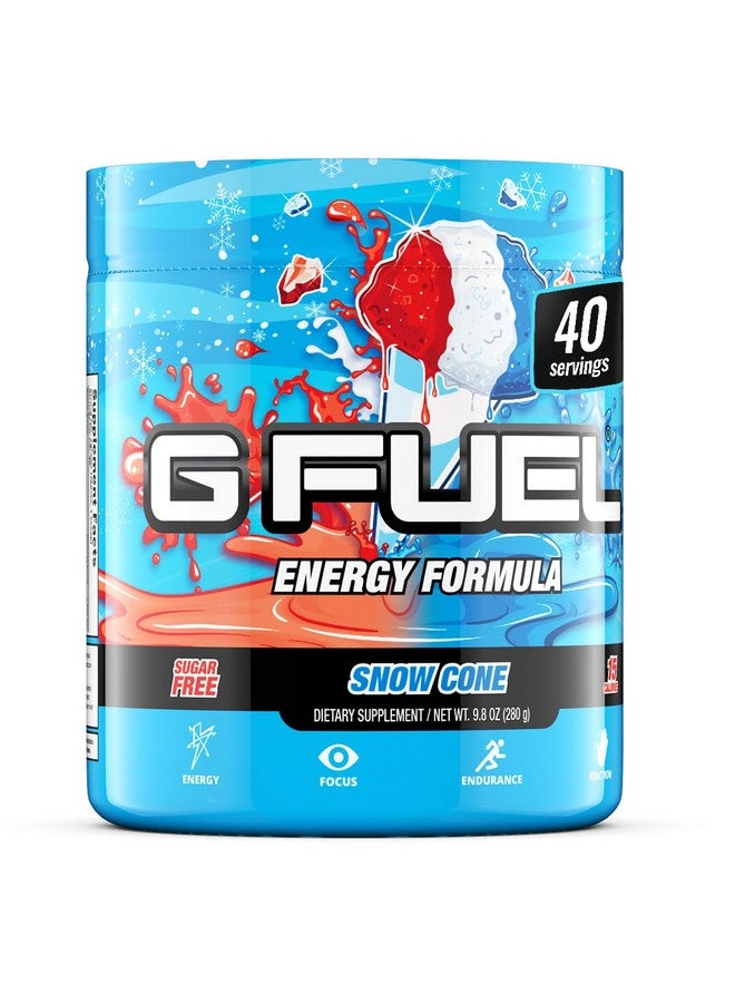 جي فيول مسحوق مشروب الطاقة G Fuel Snow Cone، مزيج كافيين قبل التمرين للألعاب، خالٍ من السكر، تركيز أمينو، فيتامينات ومضادات أكسدة، 9.9 أونصة (مخروط ثلجي، 40 حصة) - Image 1