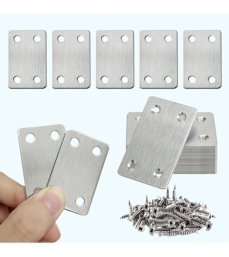 60Pcs Stainless Steel Angle Bracket Set with Screws for Furniture Shelves Cabinets - Image 1