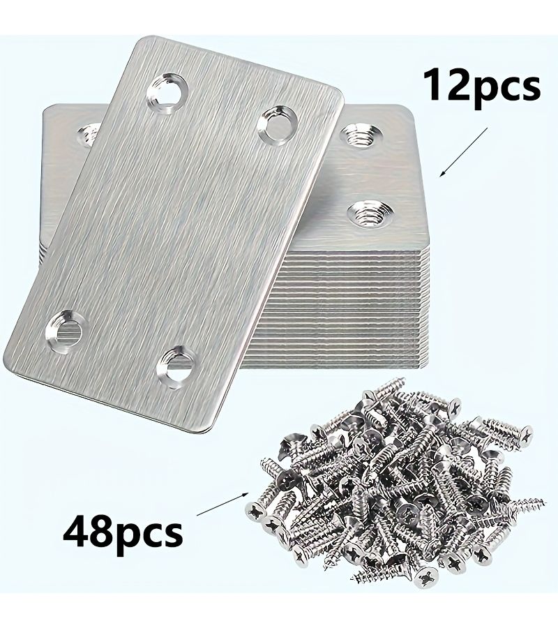 60Pcs Stainless Steel Angle Bracket Set with Screws for Furniture Shelves Cabinets - Image 5