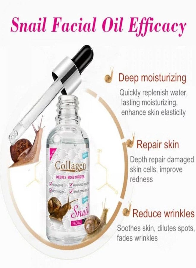 Mullica® Collagen Snail Facial Oil Deeply Moisturizes Anti Aging Whitening Brightening White Serum Anti-Wrinkle Soothes Skin Face Care-30ml - Image 5