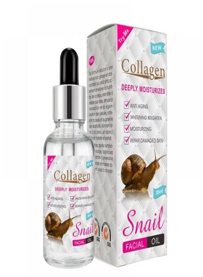 Mullica® Collagen Snail Facial Oil Deeply Moisturizes Anti Aging Whitening Brightening White Serum Anti-Wrinkle Soothes Skin Face Care-30ml - Image 1