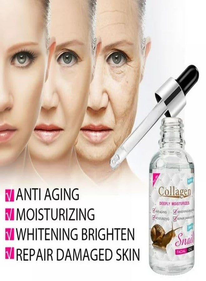 Mullica® Collagen Snail Facial Oil Deeply Moisturizes Anti Aging Whitening Brightening White Serum Anti-Wrinkle Soothes Skin Face Care-30ml - Image 3