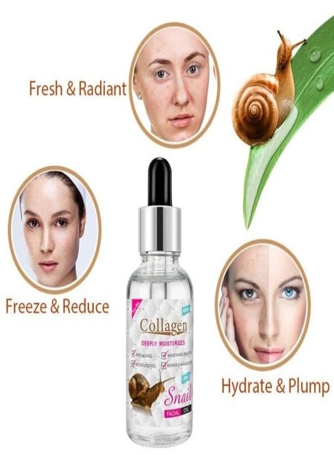 Mullica® Collagen Snail Facial Oil Deeply Moisturizes Anti Aging Whitening Brightening White Serum Anti-Wrinkle Soothes Skin Face Care-30ml - Image 2