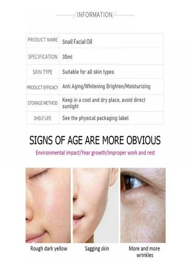 Mullica® Collagen Snail Facial Oil Deeply Moisturizes Anti Aging Whitening Brightening White Serum Anti-Wrinkle Soothes Skin Face Care-30ml - Image 4