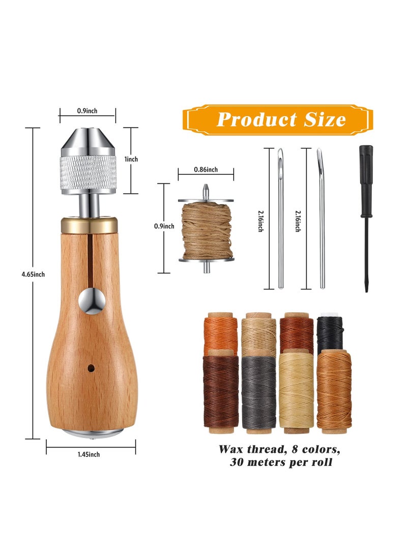 12 Pcs Sewing Awl Kit, Portable Leather Sewing Awl Kit, Straight and Bent Needles, Canvas Leather Sewing Awl Needle with Copper Handle, with Small Screwdriver for DIY Craft - Image 3