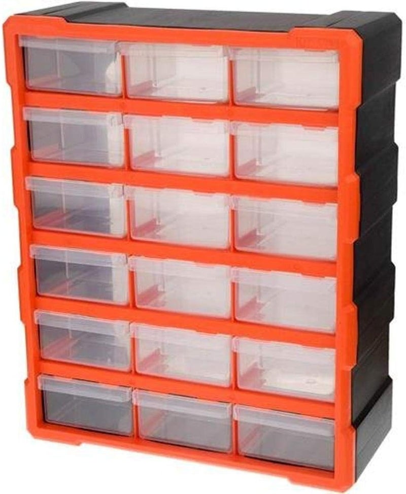 Tactix 18-Drawers Storage Bin - Black and Orange