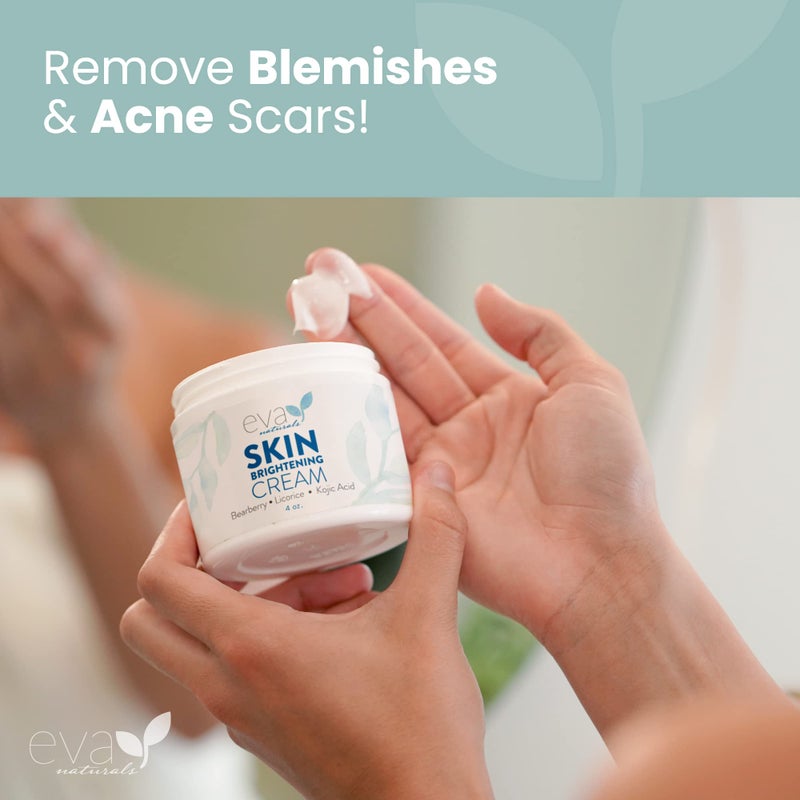 Eva Naturals Kojic Acid Skin Enhancing Cream â€“ Face Moisturizer w/Licorice, Bearberry, Vitamin C, CoQ10 & Alpha Lipoic Acid for Dark Spots, Uneven Tone, Wrinkles, Whitening & Skin Brightening (4oz) - Image 5