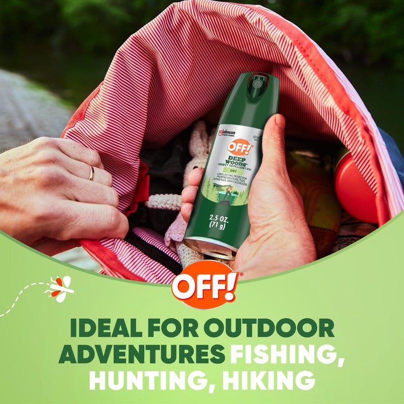 OFF! Deep Woods Insect Repellent Aerosol, Dry, Non-Greasy Formula, Bug Spray with Long Lasting Protection from Mosquitoes, 2.5 oz (Pack of 12) - Image 3