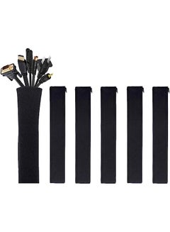 JOTO 8-Pack Cable Management Sleeve Kit – 19-20 Inch Cord Organizer With Zipper, Flexible Wire Hider For TV, Computer, Home Office, Entertainment Centers (Black)
