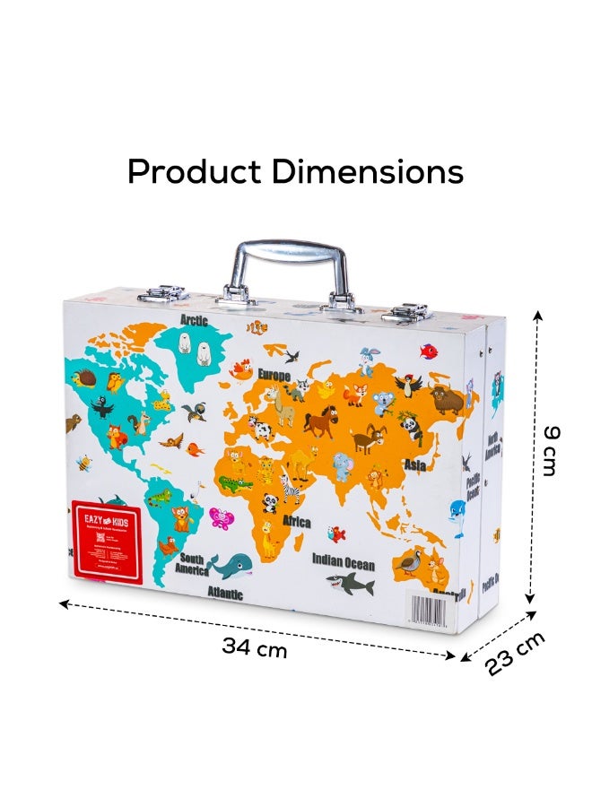 Eazy Kids Eazy Kids 152-Piece Art Set in World Map Themed Metal Case - Image 5