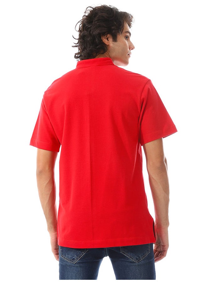 WHITE RABBIT Candy Red Mandarin Trendy Shirt  - Image 3