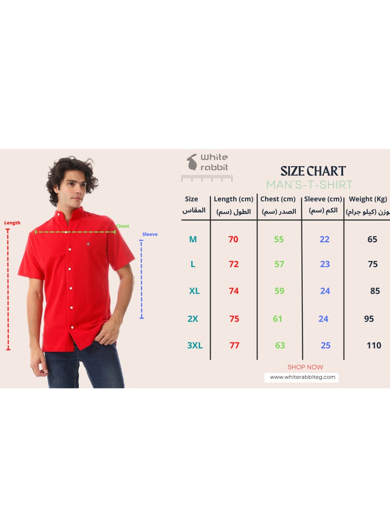 WHITE RABBIT Candy Red Mandarin Trendy Shirt  - Image 5