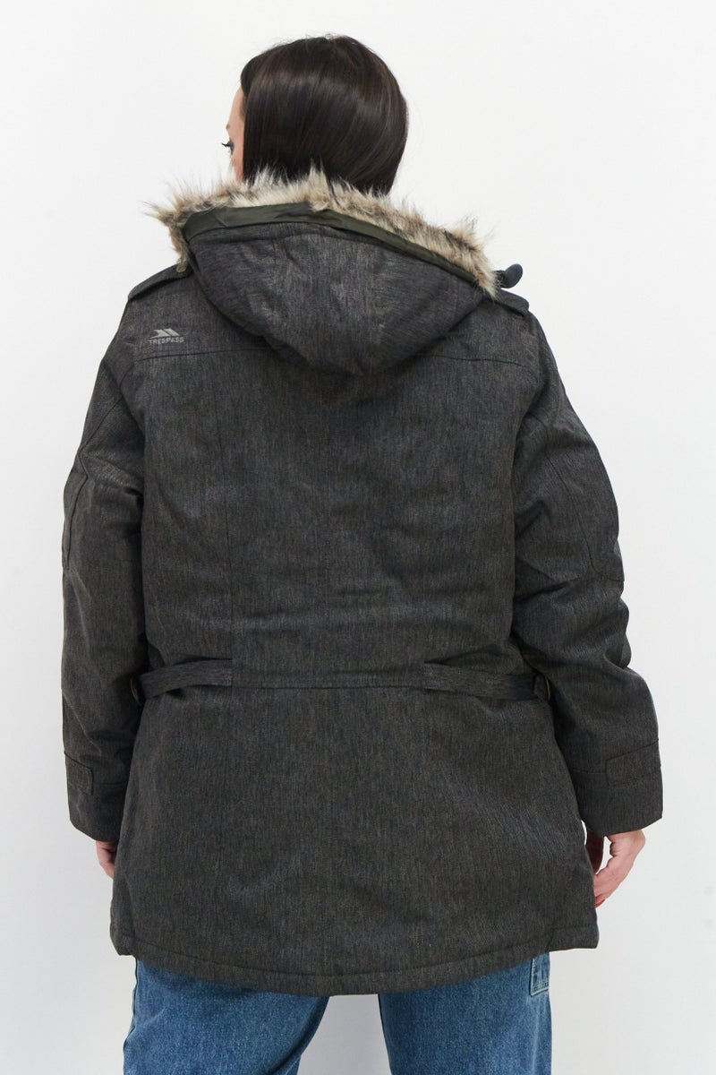 Trespass Women Hooded Textured Parka Jacket, Khaki - Image 4