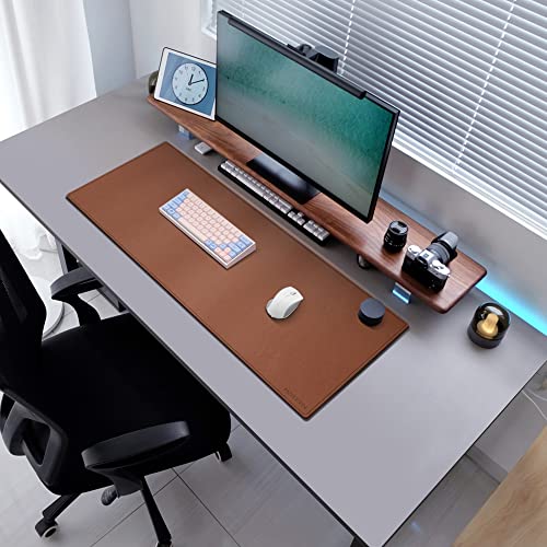 MAIDERN 40" x 16" Cork & Leather Desk Pad, Large XXL Mat, Full Mouse Pad, Reversible Protector for Gaming Home Office (Brown) - Image 5