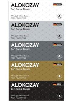 Alokozay Alokozay Soft Facial Tissues – Extra Soft & Strong, 5 Packs of 170 Sheets (Travel & Daily Use) 