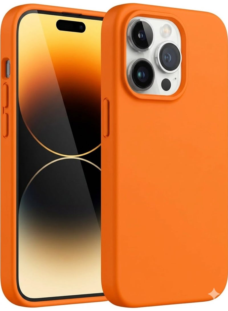 iPhone 14 PRO Case Upgrade Defender Silicone Cover ShockProof Anti-Scratch Protective Phone Case (Orange)